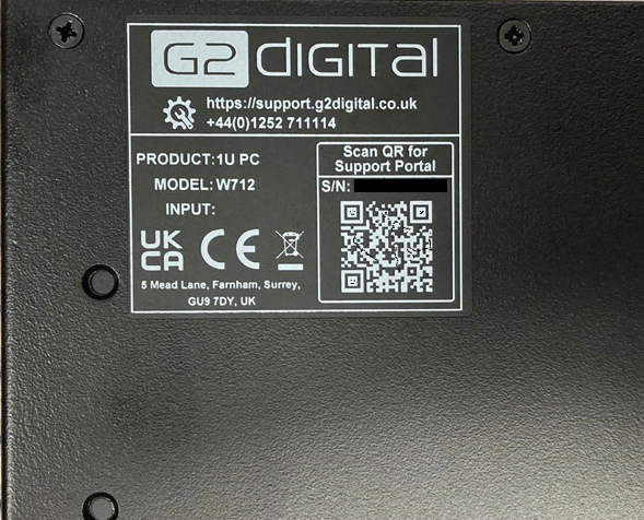 QR Code on the base of the unit
