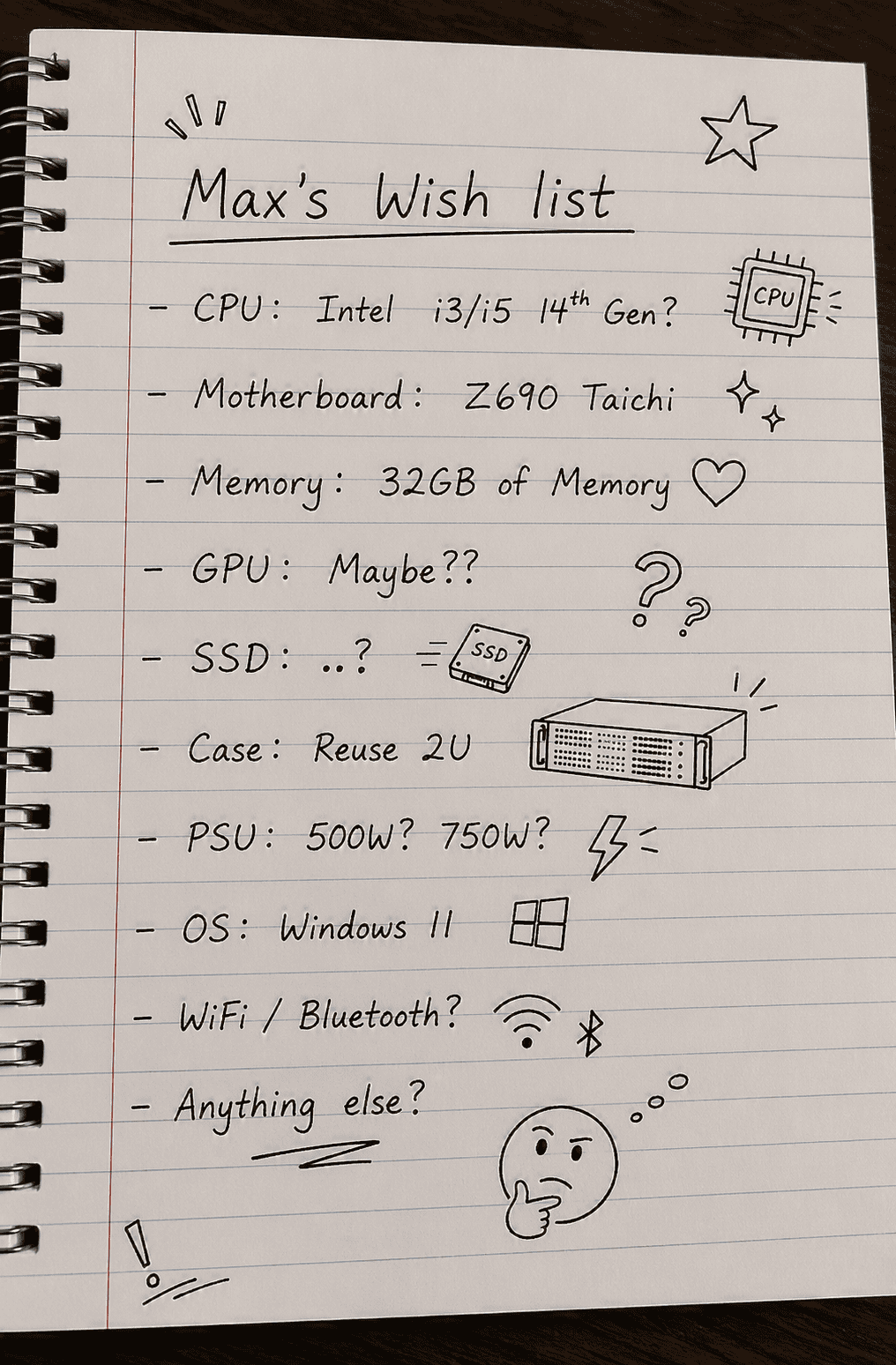 Max's wish list