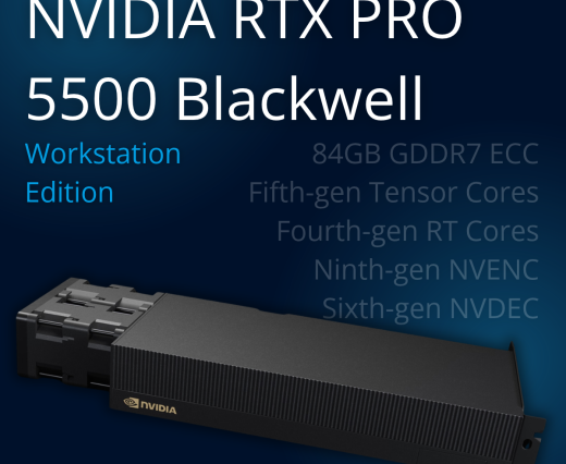 Nvidia RTX PRO 5500 Blackwell Workstation Edition graphics card, shown in its retail box